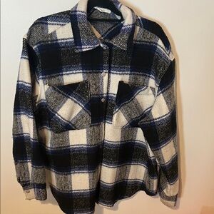 TALULAH Blue and Cream Plaid Jacket
